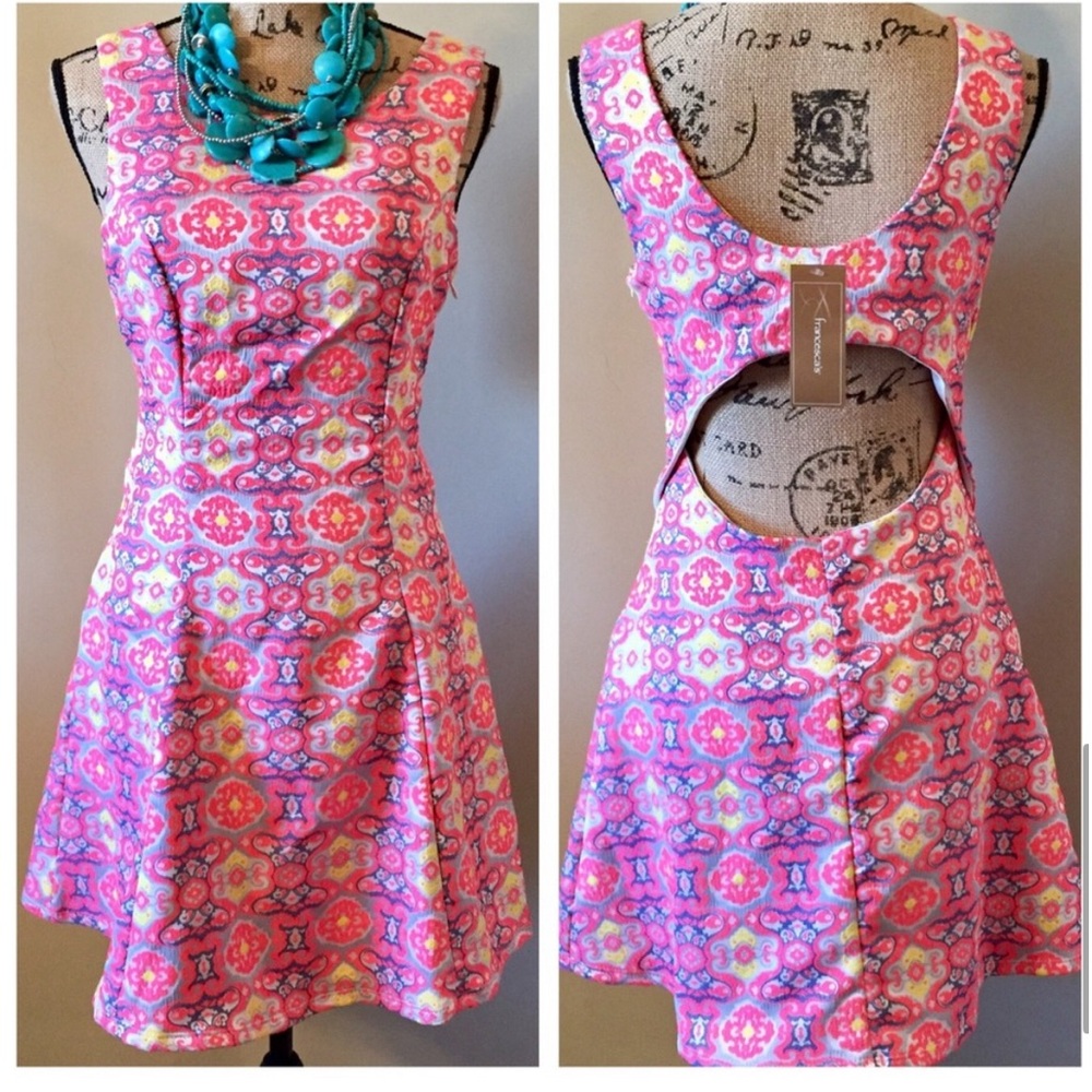 🛍⬇️ FRANCESCA’S Open Back Skater Sun Dress  NWT
